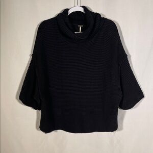 FREE PEOPLE WOMENS BLACK TURTLENECK SWEATER RIBBED SMALL
